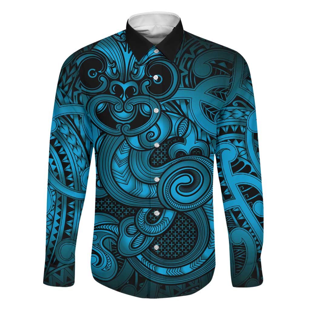 Aotearoa Maori Hei Tiki Family Matching Tank Maxi Dress and Hawaiian Shirt Kikorangi Kowhaiwhai Puhoro Motif