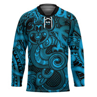 Aotearoa Maori Hei Tiki Hockey Jersey Kikorangi Kowhaiwhai Puhoro Motif