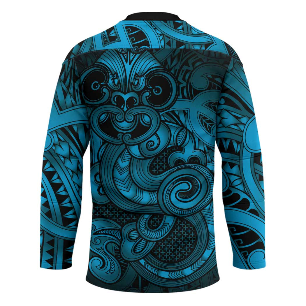 Aotearoa Maori Hei Tiki Hockey Jersey Kikorangi Kowhaiwhai Puhoro Motif