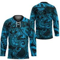 Aotearoa Maori Hei Tiki Hockey Jersey Kikorangi Kowhaiwhai Puhoro Motif