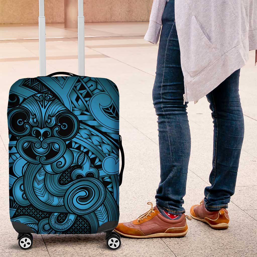 Aotearoa Maori Hei Tiki Luggage Cover Kikorangi Kowhaiwhai Puhoro Motif
