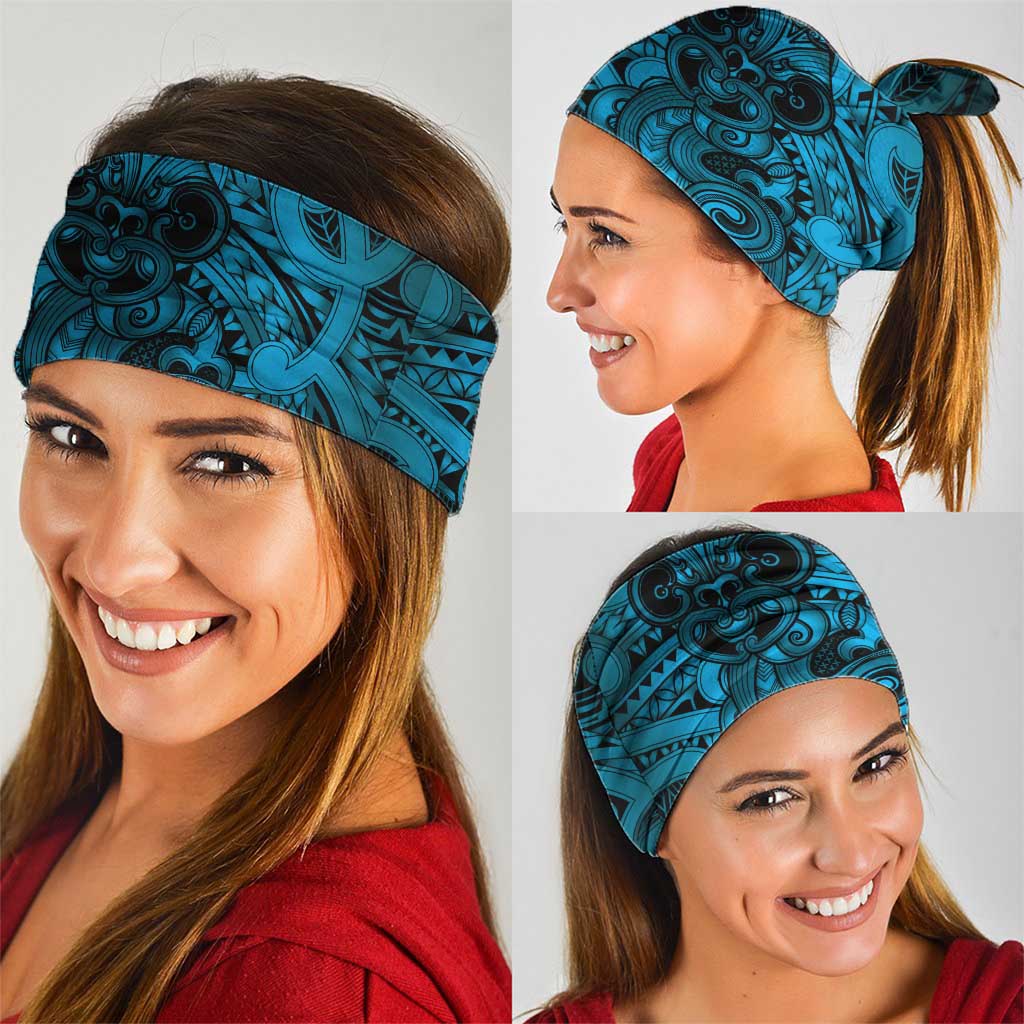 Aotearoa Maori Hei Tiki Neck Gaiter Kikorangi Kowhaiwhai Puhoro Motif