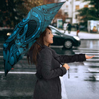 Aotearoa Maori Hei Tiki Umbrella Kikorangi Kowhaiwhai Puhoro Motif LT9 - Polynesian Pride