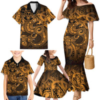 Aotearoa Maori Hei Tiki Family Matching Mermaid Dress and Hawaiian Shirt Koura Kowhaiwhai Puhoro Motif