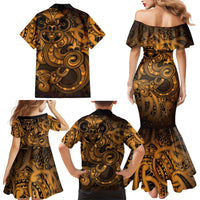 Aotearoa Maori Hei Tiki Family Matching Mermaid Dress and Hawaiian Shirt Koura Kowhaiwhai Puhoro Motif