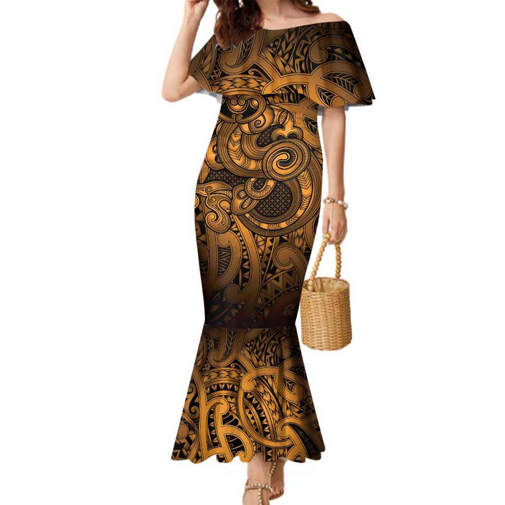 Aotearoa Maori Hei Tiki Family Matching Mermaid Dress and Hawaiian Shirt Koura Kowhaiwhai Puhoro Motif