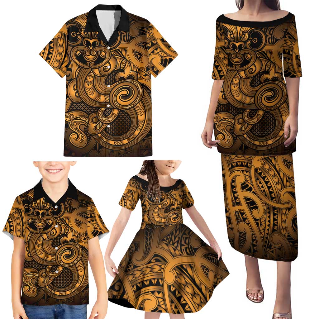Aotearoa Maori Hei Tiki Family Matching Puletasi and Hawaiian Shirt Koura Kowhaiwhai Puhoro Motif