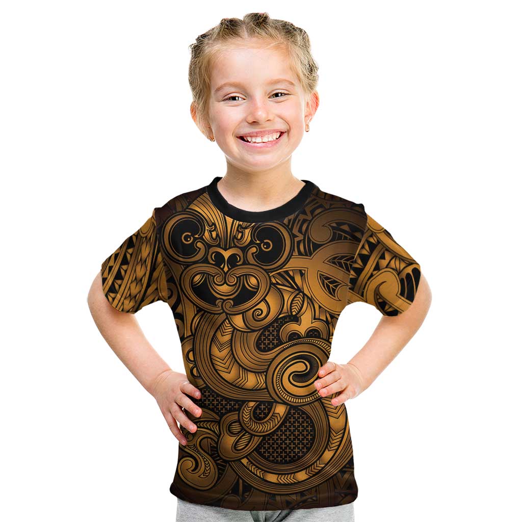 Aotearoa Maori Hei Tiki Kid T Shirt Koura Kowhaiwhai Puhoro Motif