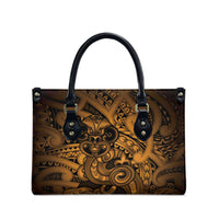 Aotearoa Maori Hei Tiki Leather Bag Koura Kowhaiwhai Puhoro Motif LT9 - Polynesian Pride