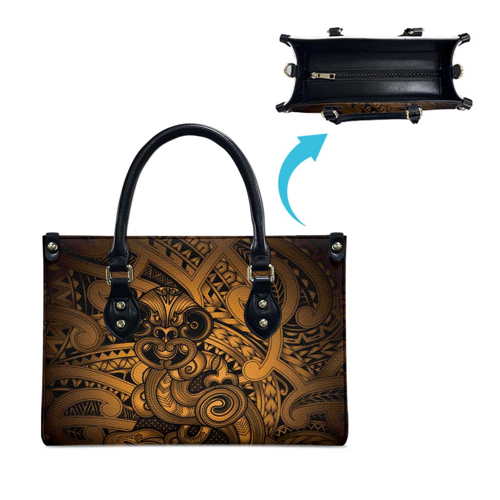 Aotearoa Maori Hei Tiki Leather Bag Koura Kowhaiwhai Puhoro Motif LT9 - Polynesian Pride
