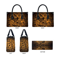 Aotearoa Maori Hei Tiki Leather Bag Koura Kowhaiwhai Puhoro Motif LT9 - Polynesian Pride