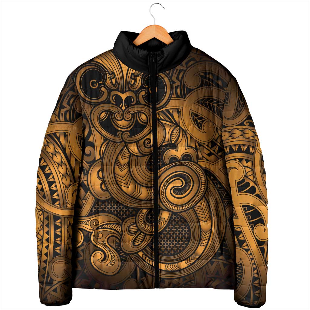 Aotearoa Maori Hei Tiki Padded Jacket Koura Kowhaiwhai Puhoro Motif LT9 - Polynesian Pride
