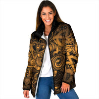Aotearoa Maori Hei Tiki Padded Jacket Koura Kowhaiwhai Puhoro Motif LT9 Women Gold - Polynesian Pride