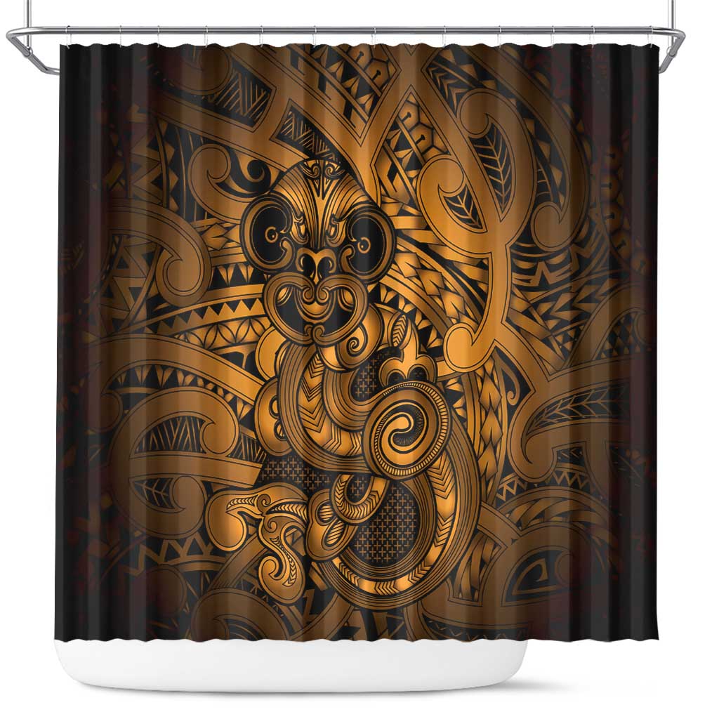 Aotearoa Maori Hei Tiki Shower Curtain Koura Kowhaiwhai Puhoro Motif
