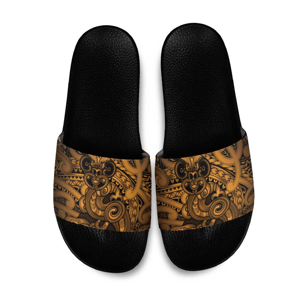 Aotearoa Maori Hei Tiki Slide Sandals Koura Kowhaiwhai Puhoro Motif