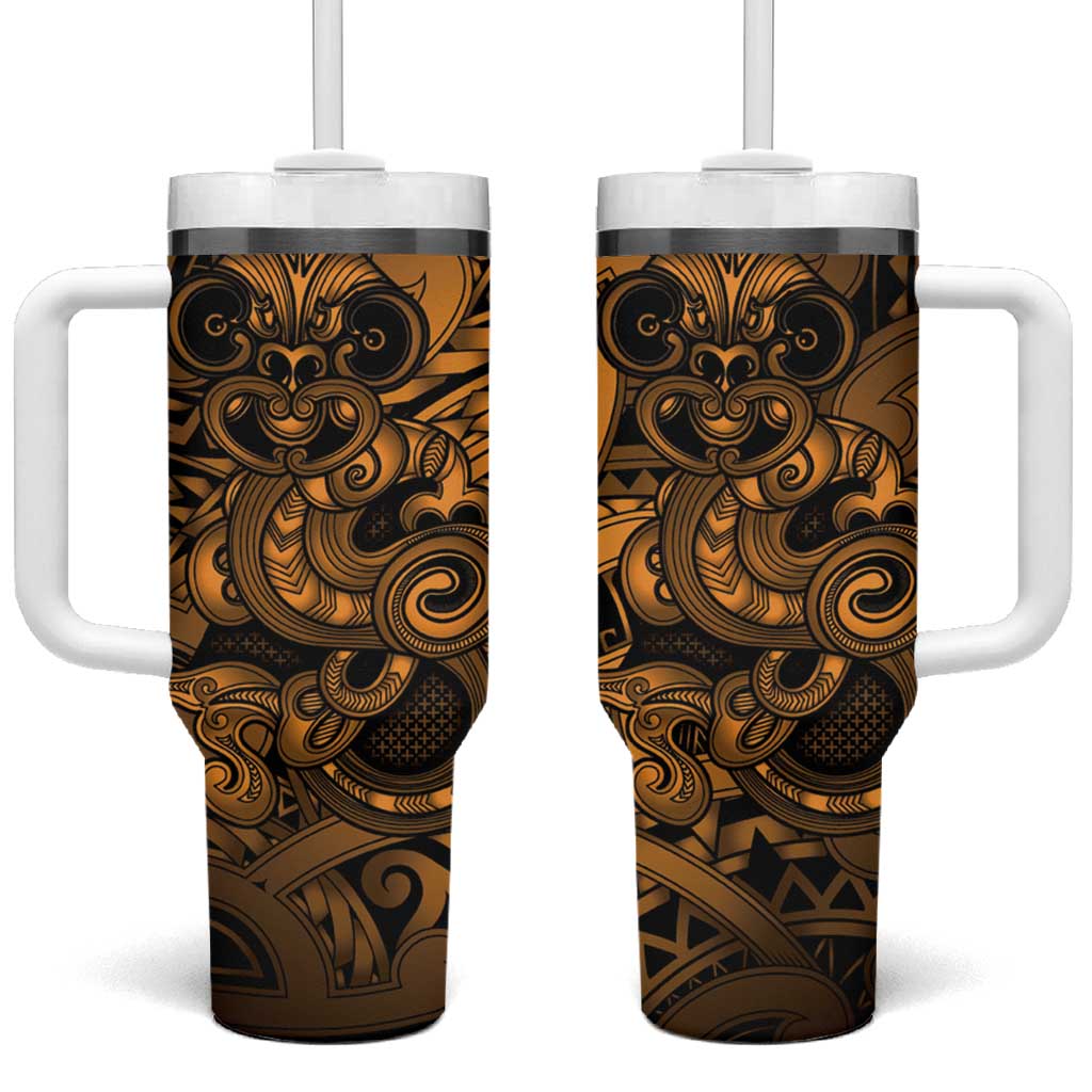 Aotearoa Maori Hei Tiki Tumbler With Handle Koura Kowhaiwhai Puhoro Motif