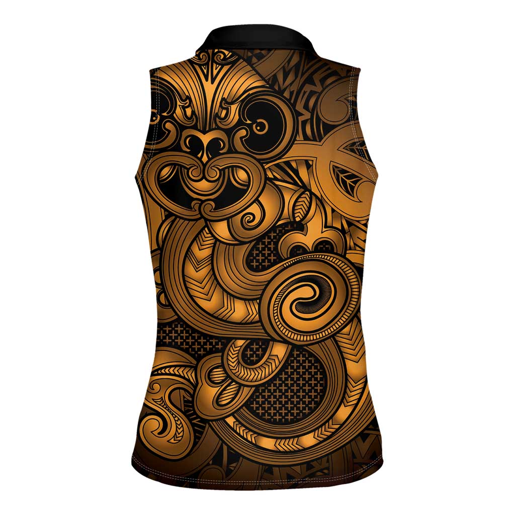 Aotearoa Maori Hei Tiki Women Sleeveless Polo Shirt Koura Kowhaiwhai Puhoro Motif