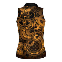 Aotearoa Maori Hei Tiki Women Sleeveless Polo Shirt Koura Kowhaiwhai Puhoro Motif