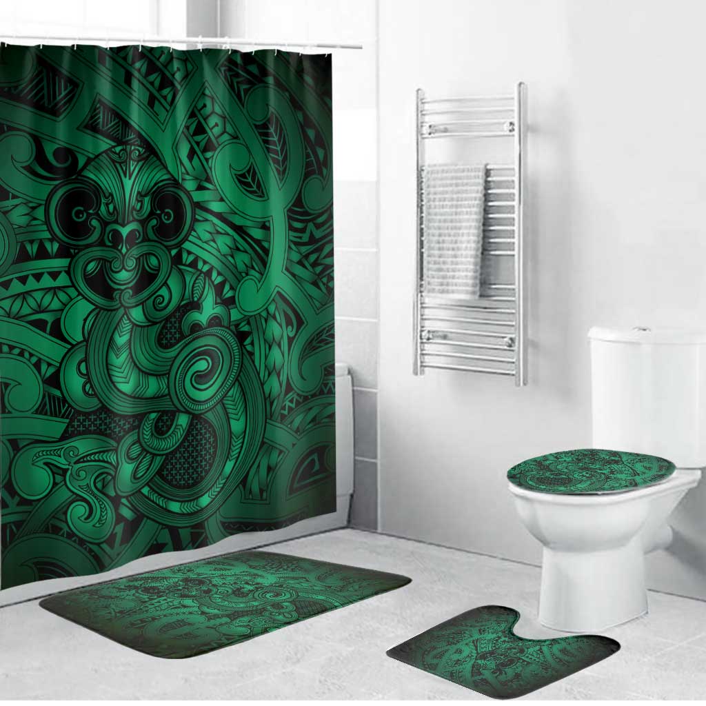 Aotearoa Maori Hei Tiki Bathroom Set Kakariki Kowhaiwhai Puhoro Motif
