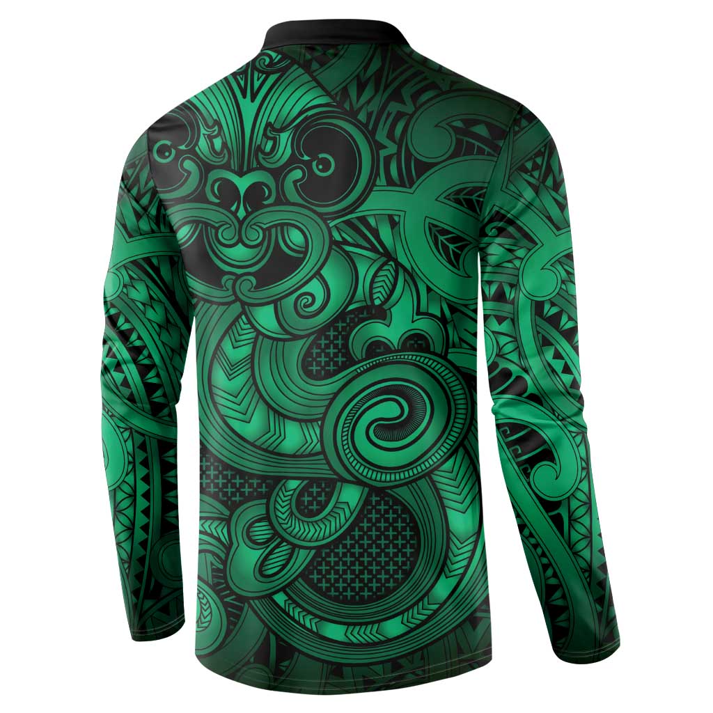 Aotearoa Maori Hei Tiki Button Sweatshirt Kakariki Kowhaiwhai Puhoro Motif