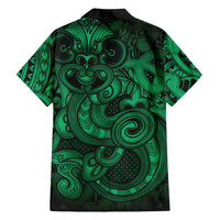 Aotearoa Maori Hei Tiki Family Matching Off Shoulder Short Dress and Hawaiian Shirt Kakariki Kowhaiwhai Puhoro Motif