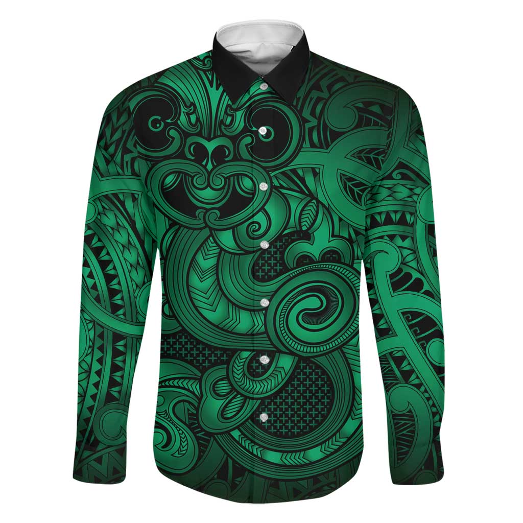 Aotearoa Maori Hei Tiki Family Matching Off Shoulder Short Dress and Hawaiian Shirt Kakariki Kowhaiwhai Puhoro Motif
