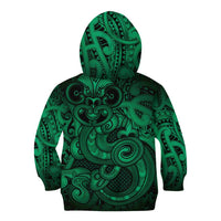 Aotearoa Maori Hei Tiki Kid Hoodie Kakariki Kowhaiwhai Puhoro Motif