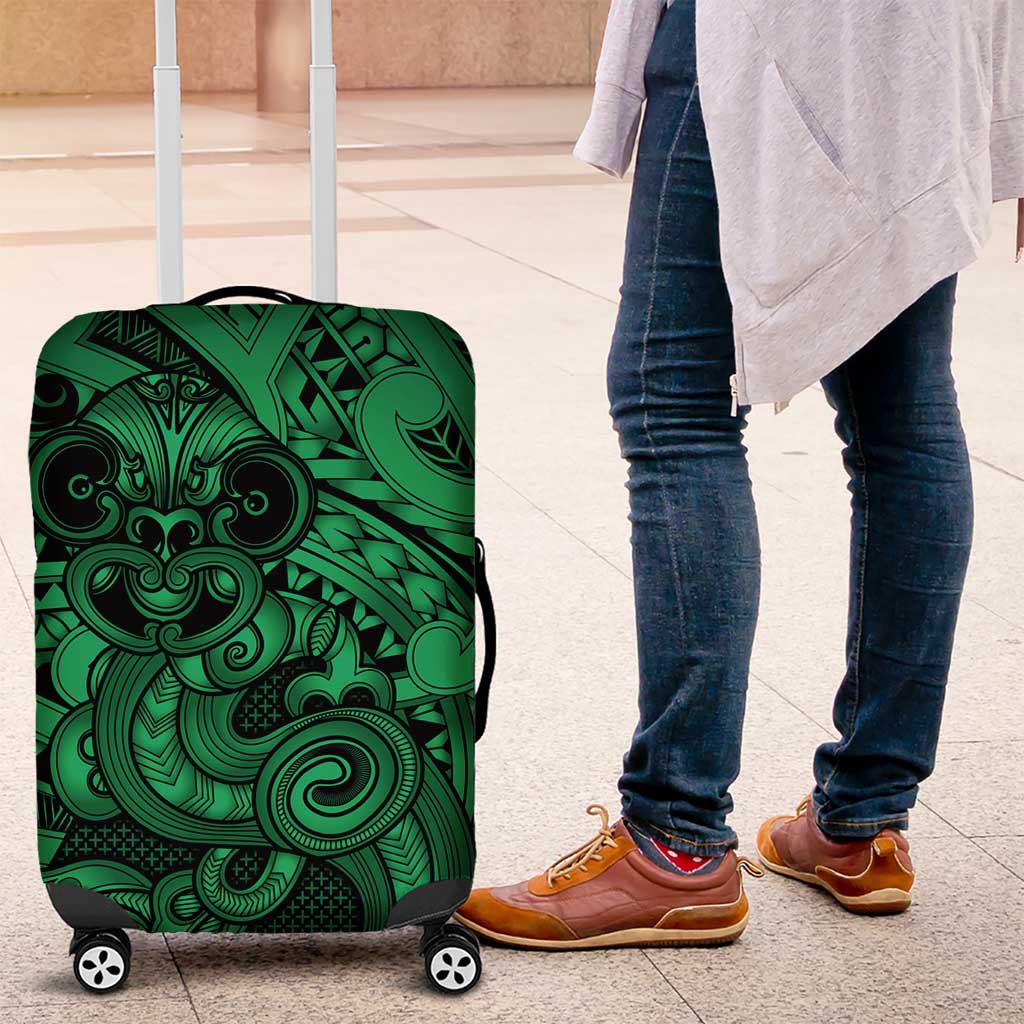Aotearoa Maori Hei Tiki Luggage Cover Kakariki Kowhaiwhai Puhoro Motif