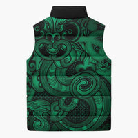 Aotearoa Maori Hei Tiki Sleeveless Puffer Jacket Kakariki Kowhaiwhai Puhoro Motif