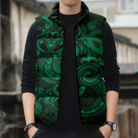 Aotearoa Maori Hei Tiki Sleeveless Puffer Jacket Kakariki Kowhaiwhai Puhoro Motif