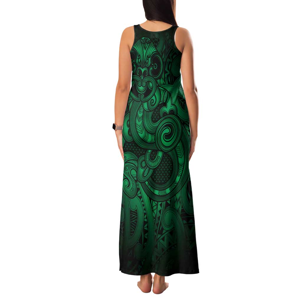 Aotearoa Maori Hei Tiki Tank Maxi Dress Kakariki Kowhaiwhai Puhoro Motif