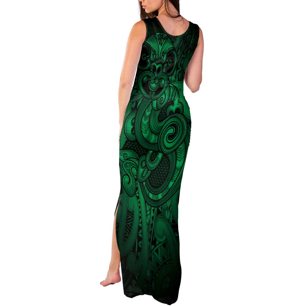 Aotearoa Maori Hei Tiki Tank Maxi Dress Kakariki Kowhaiwhai Puhoro Motif