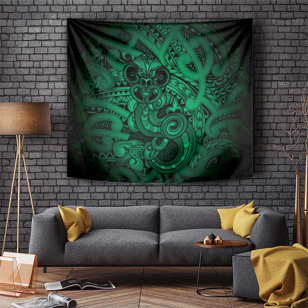 Aotearoa Maori Hei Tiki Tapestry Kakariki Kowhaiwhai Puhoro Motif