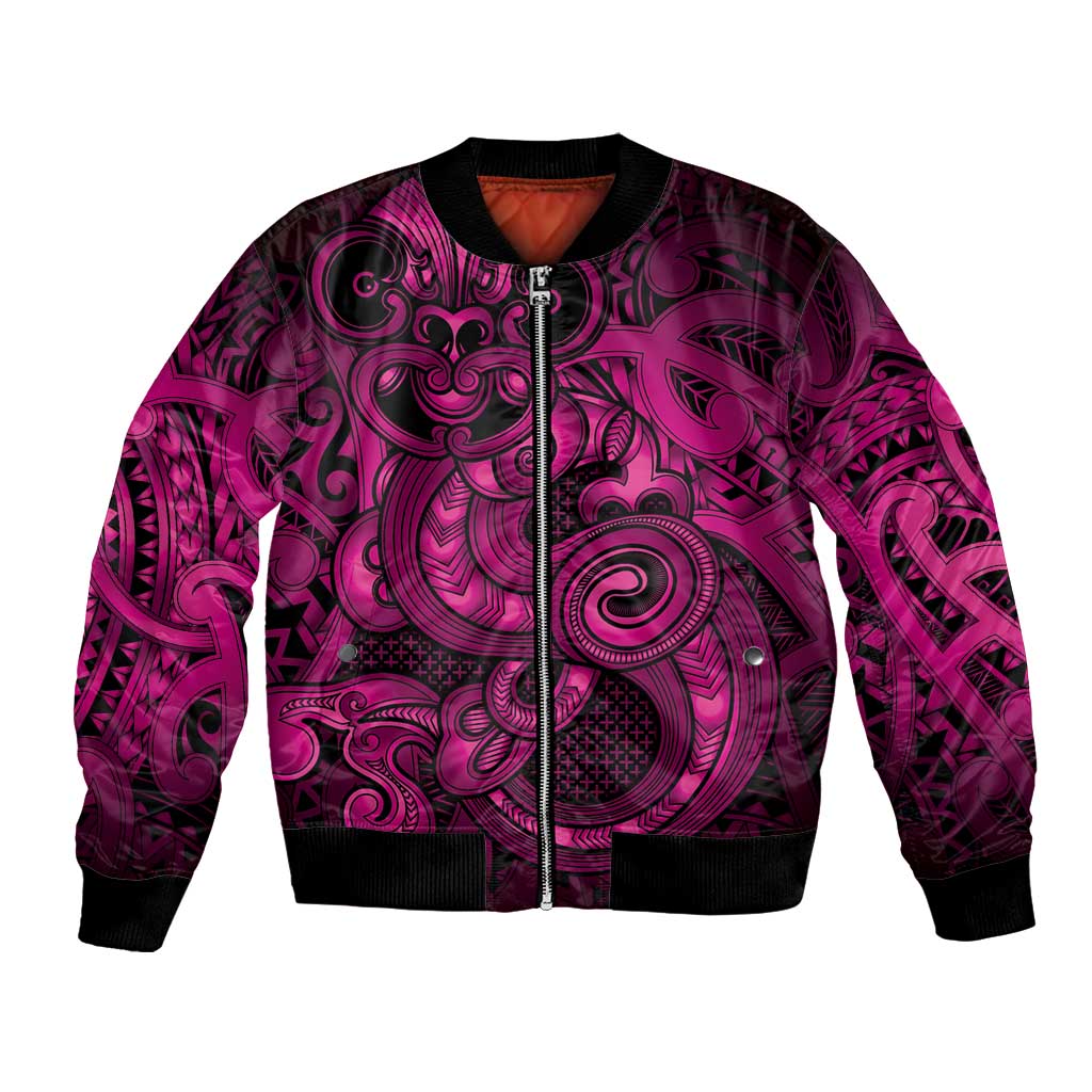 Aotearoa Maori Hei Tiki Bomber Jacket Mawhero Kowhaiwhai Puhoro Motif