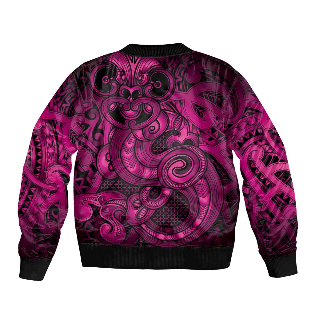 Aotearoa Maori Hei Tiki Bomber Jacket Mawhero Kowhaiwhai Puhoro Motif