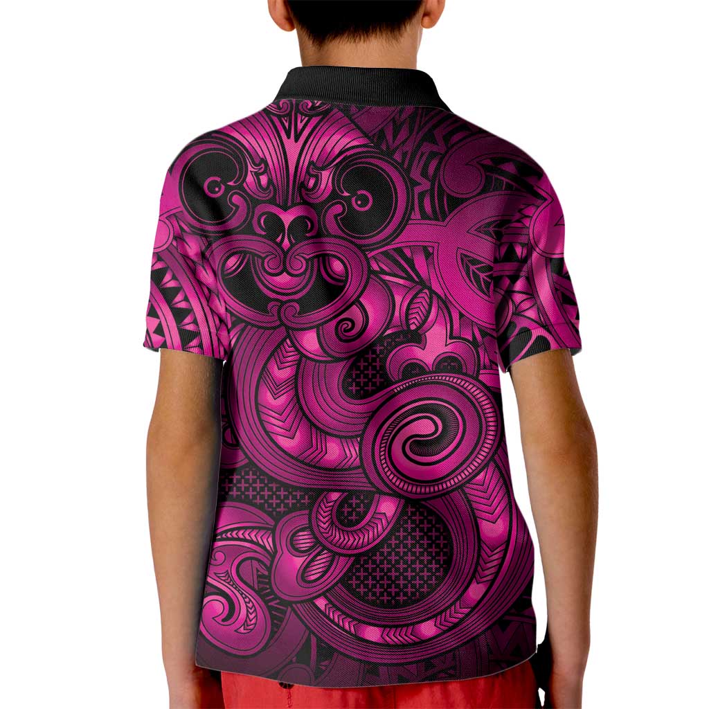 Aotearoa Maori Hei Tiki Kid Polo Shirt Mawhero Kowhaiwhai Puhoro Motif