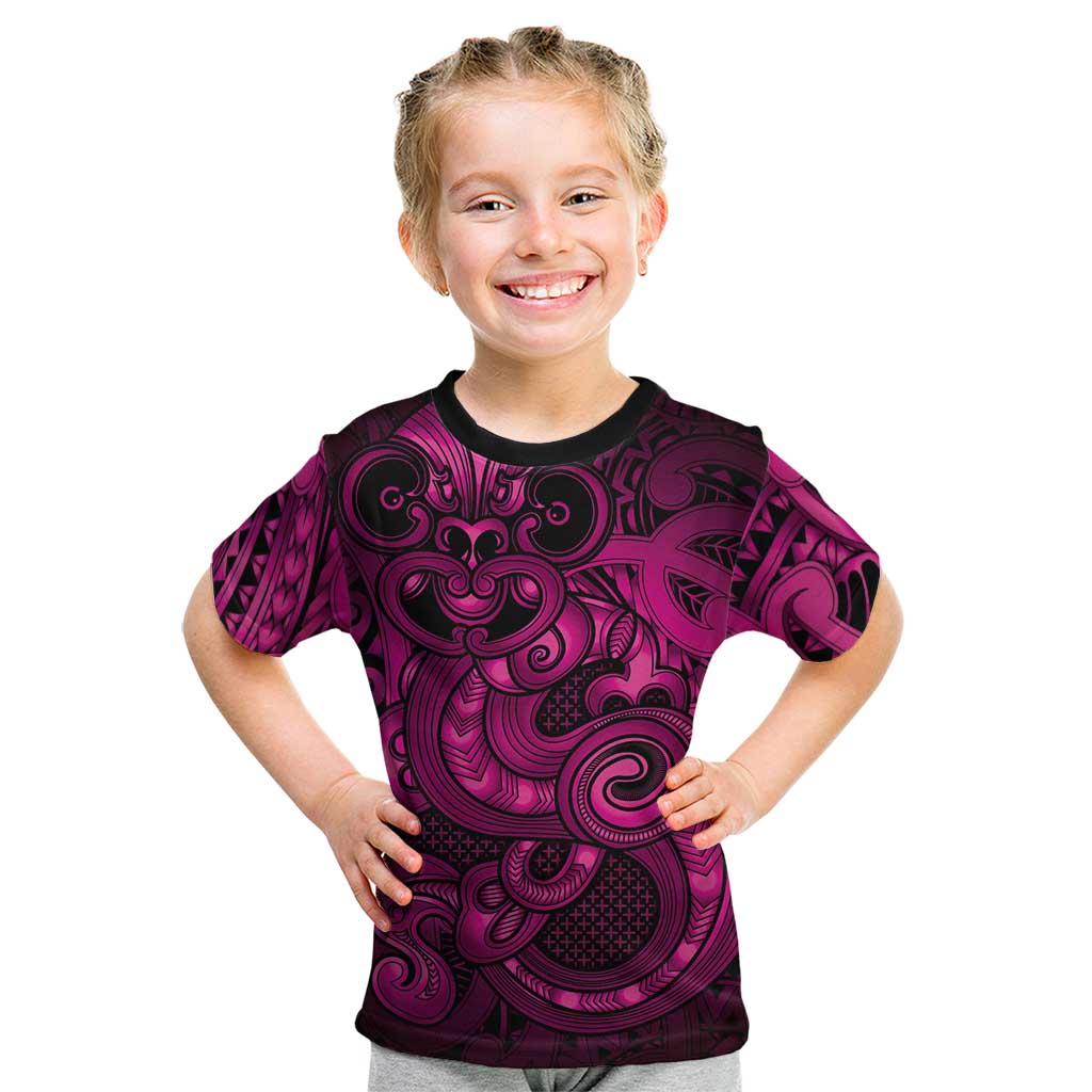 Aotearoa Maori Hei Tiki Kid T Shirt Mawhero Kowhaiwhai Puhoro Motif