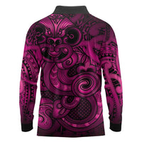 Aotearoa Maori Hei Tiki Long Sleeve Polo Shirt Mawhero Kowhaiwhai Puhoro Motif