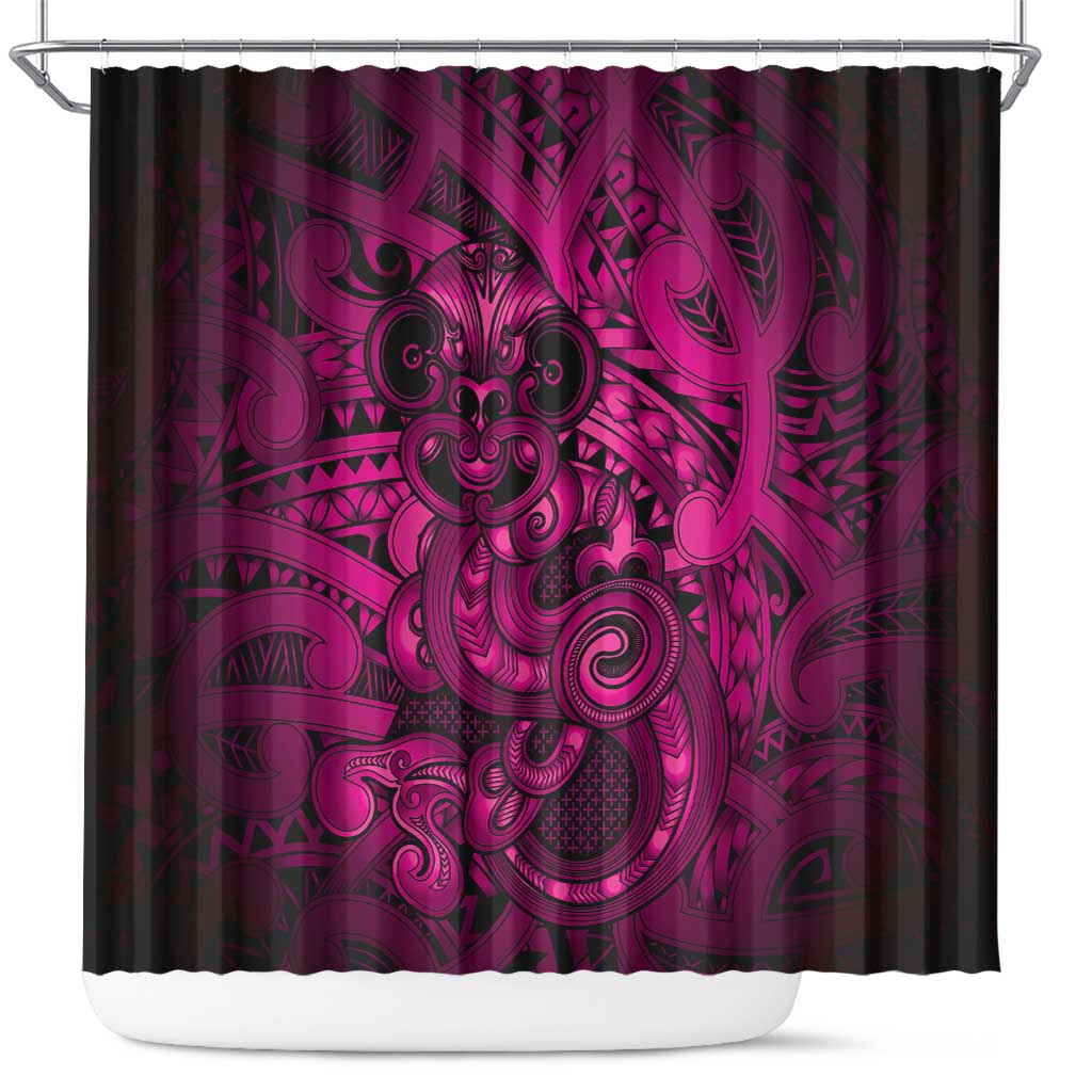 Aotearoa Maori Hei Tiki Shower Curtain Mawhero Kowhaiwhai Puhoro Motif