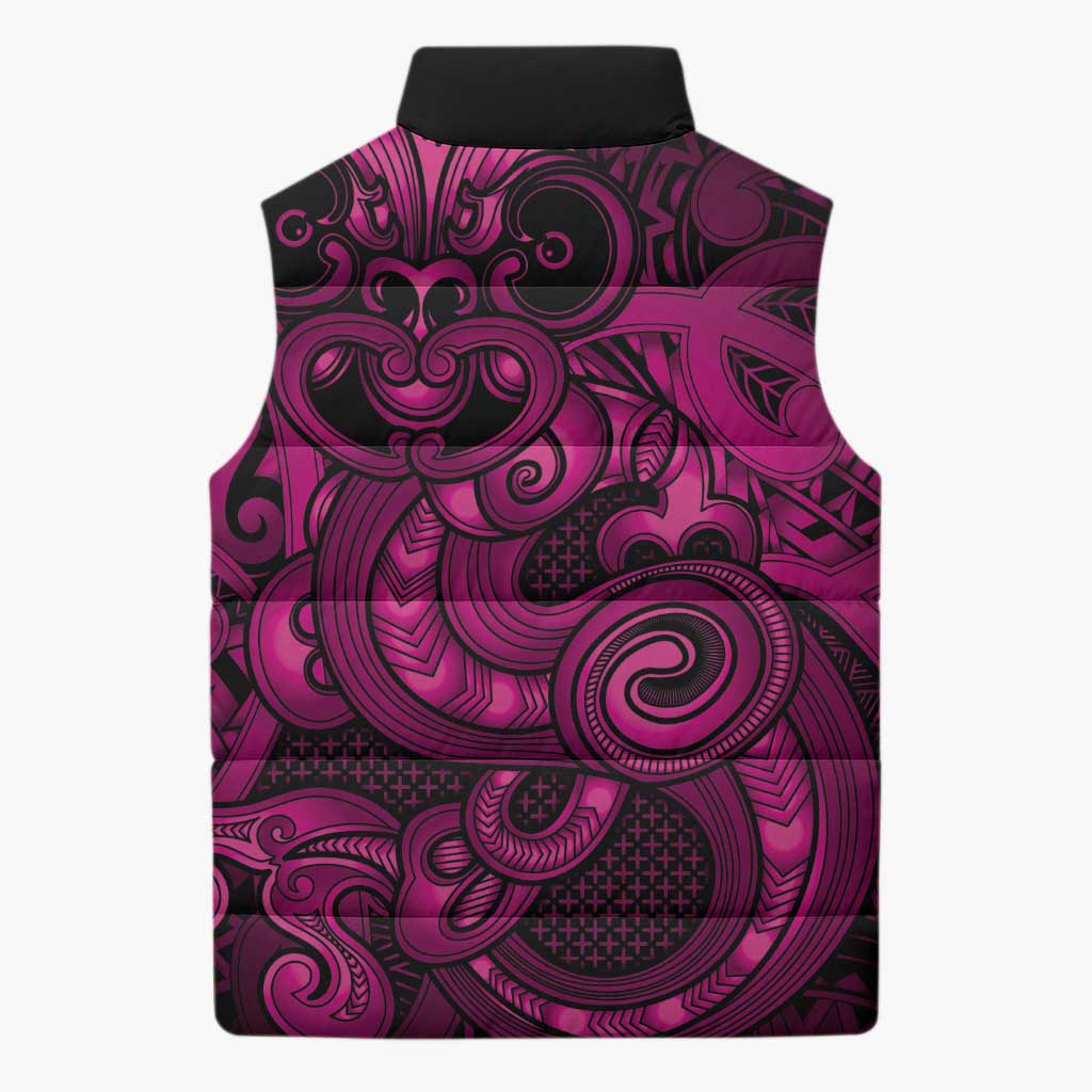 Aotearoa Maori Hei Tiki Sleeveless Puffer Jacket Mawhero Kowhaiwhai Puhoro Motif
