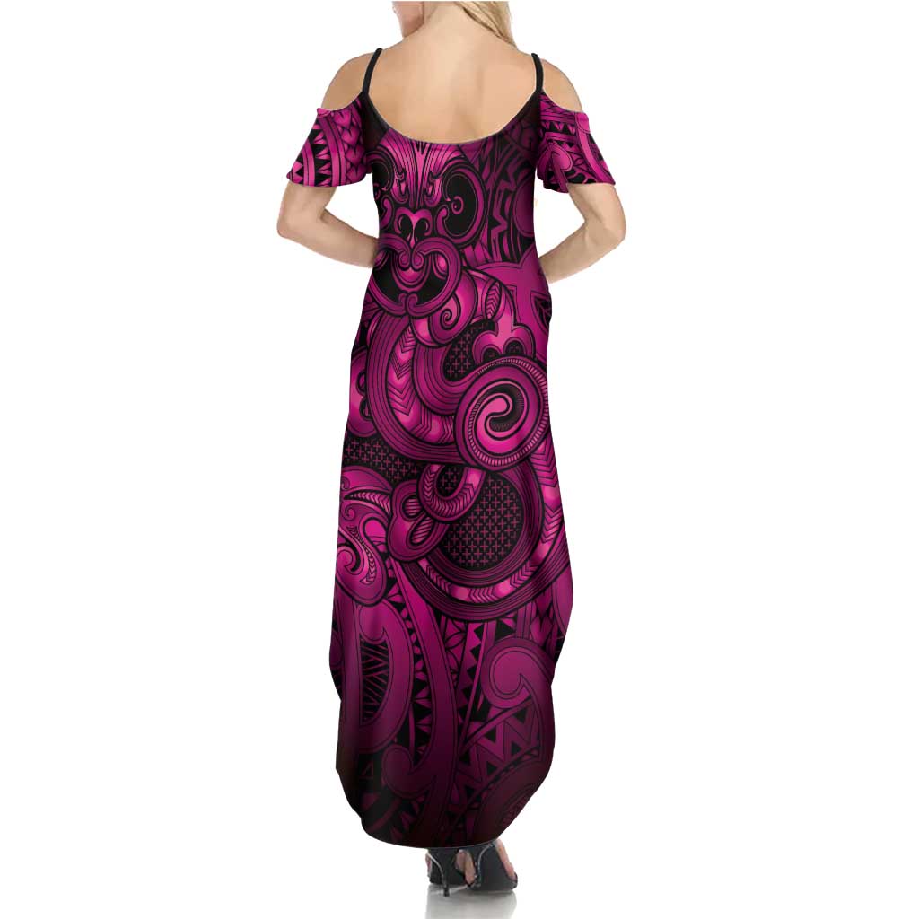 Aotearoa Maori Hei Tiki Summer Maxi Dress Mawhero Kowhaiwhai Puhoro Motif