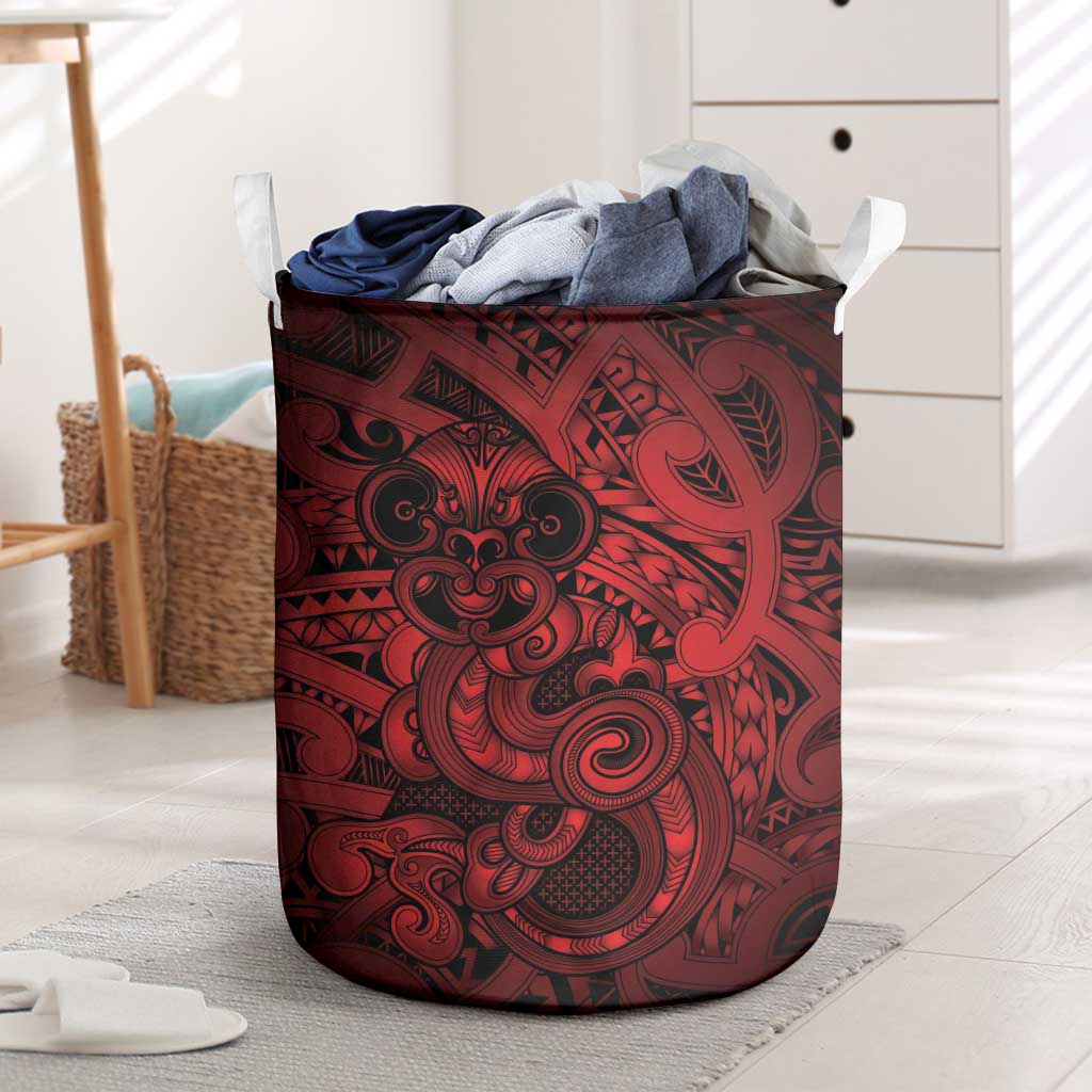 Aotearoa Maori Hei Tiki Laundry Basket Whero Kowhaiwhai Puhoro Motif LT9 Red - Polynesian Pride