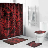 Aotearoa Maori Hei Tiki Bathroom Set Whero Kowhaiwhai Puhoro Motif