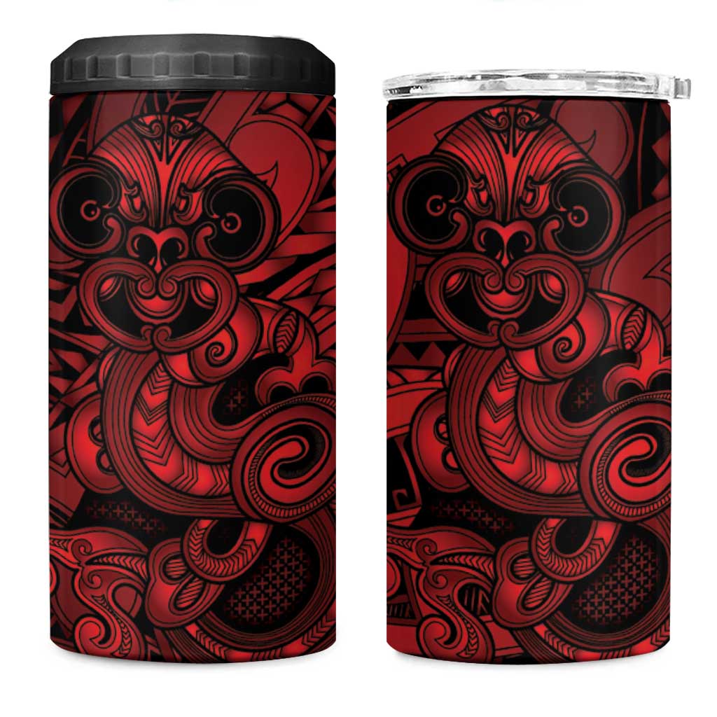 Aotearoa Maori Hei Tiki 4 in 1 Can Cooler Tumbler Whero Kowhaiwhai Puhoro Motif