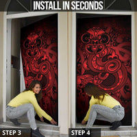 Aotearoa Maori Hei Tiki Door Cover Whero Kowhaiwhai Puhoro Motif