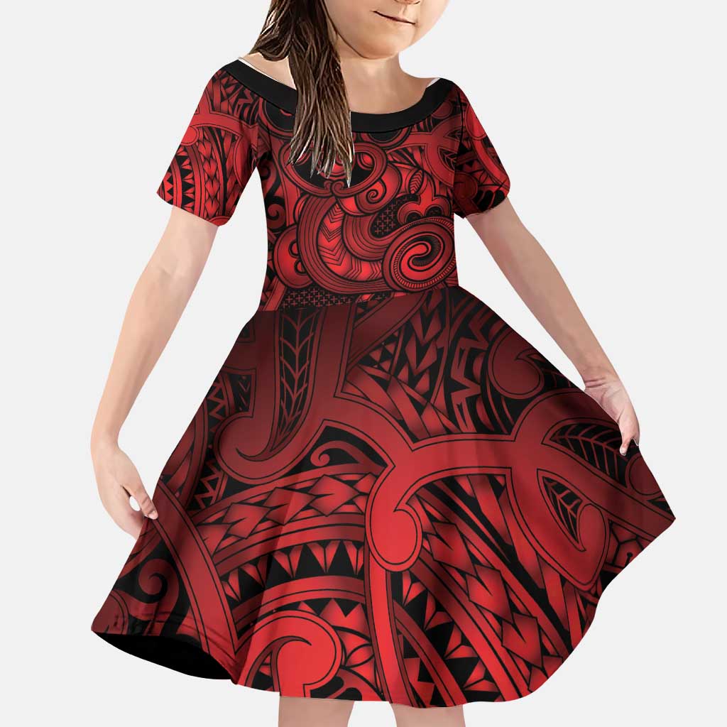 Aotearoa Maori Hei Tiki Family Matching Summer Maxi Dress and Hawaiian Shirt Whero Kowhaiwhai Puhoro Motif