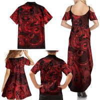 Aotearoa Maori Hei Tiki Family Matching Summer Maxi Dress and Hawaiian Shirt Whero Kowhaiwhai Puhoro Motif