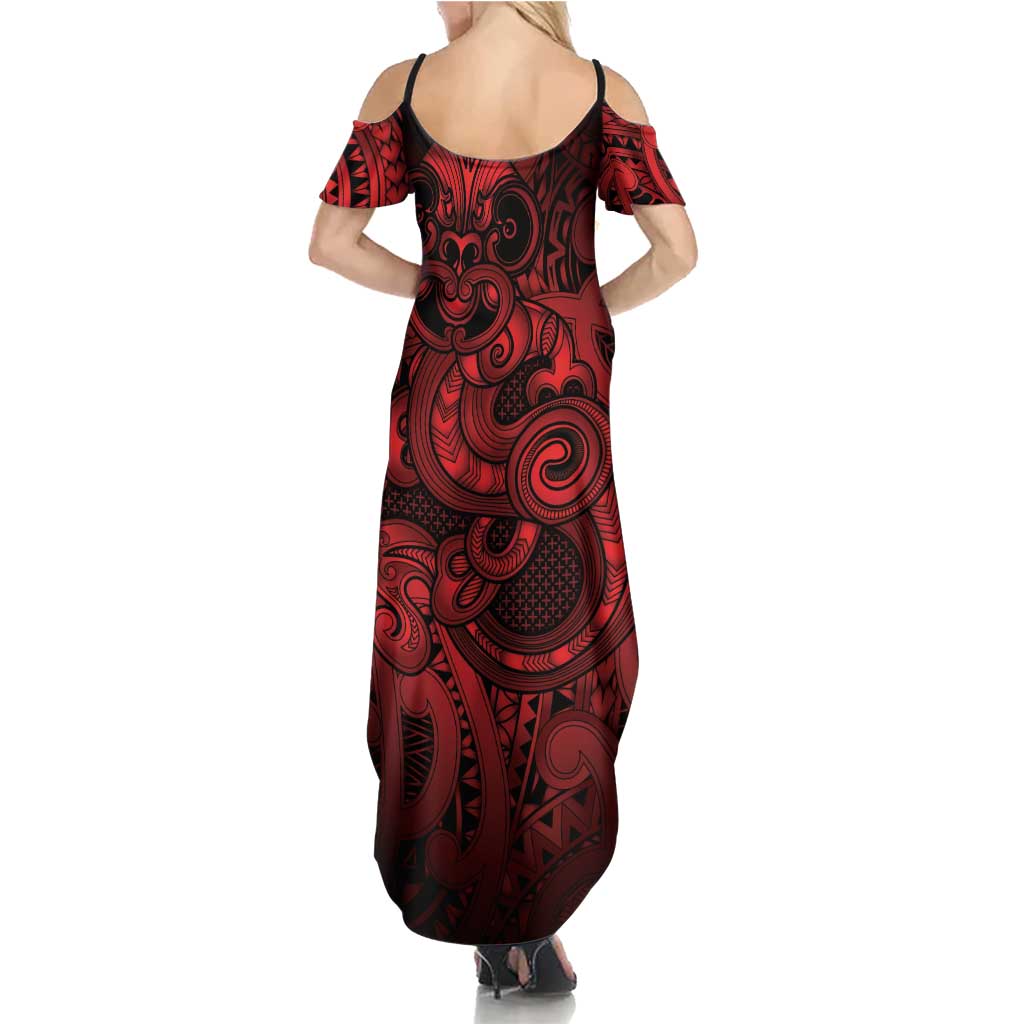 Aotearoa Maori Hei Tiki Family Matching Summer Maxi Dress and Hawaiian Shirt Whero Kowhaiwhai Puhoro Motif