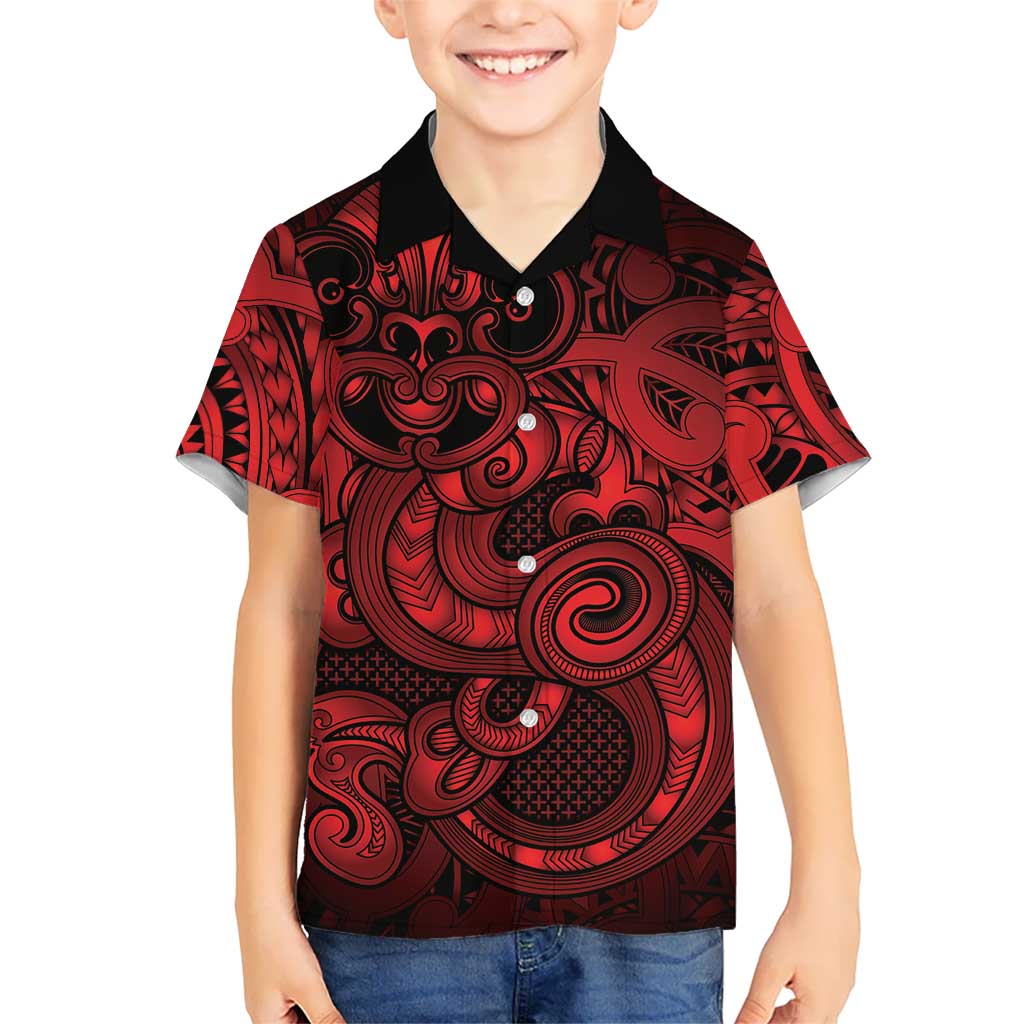 Aotearoa Maori Hei Tiki Family Matching Summer Maxi Dress and Hawaiian Shirt Whero Kowhaiwhai Puhoro Motif
