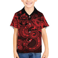 Aotearoa Maori Hei Tiki Family Matching Summer Maxi Dress and Hawaiian Shirt Whero Kowhaiwhai Puhoro Motif